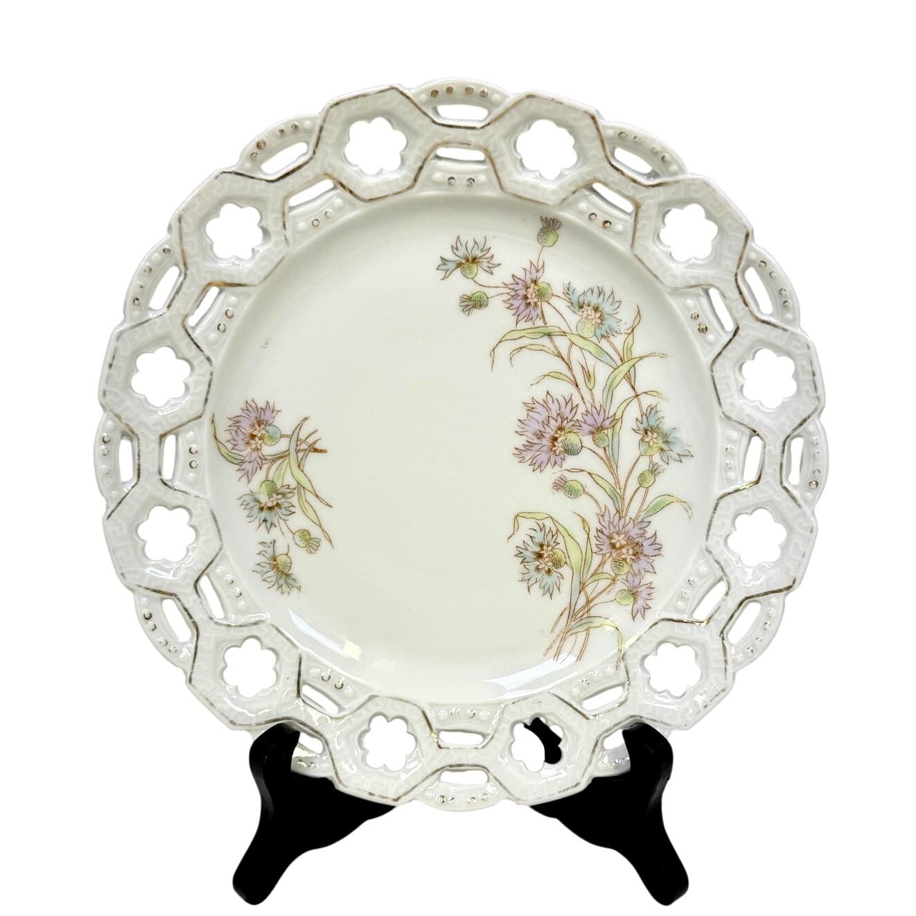 Antique 1912-1918 Merkelsgrun Austrian Hand Painted Reticulated Scalloped Edge