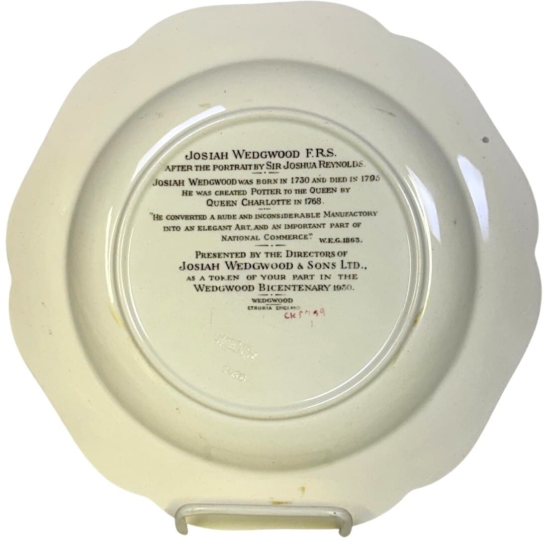 Antique 1930 Josiah Wedgwood Etruria England Creamware Commemorative Plate - Thumbnail 5