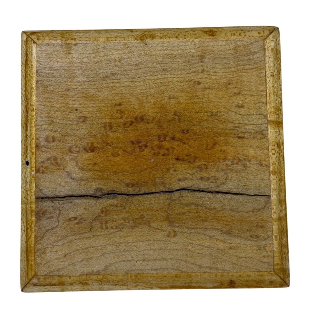 Wooden Bird's Eye Maple Pyramid Trinket Box 3" Tall x 4" Square Base-Excellent - Thumbnail 5