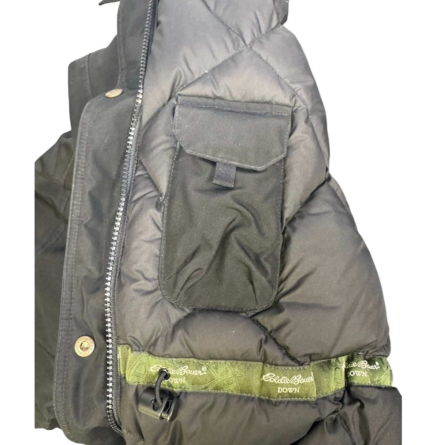 Eddie Bauer Black Quilted Goose Down Jacket Size 2X Detachable Hood-Excellent - Thumbnail 7