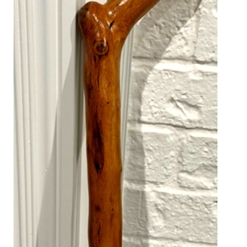 Handcrafted Natural Wood Walking Stick Cane 36" Rustic Hiking Staff Crook Handle - Thumbnail 5