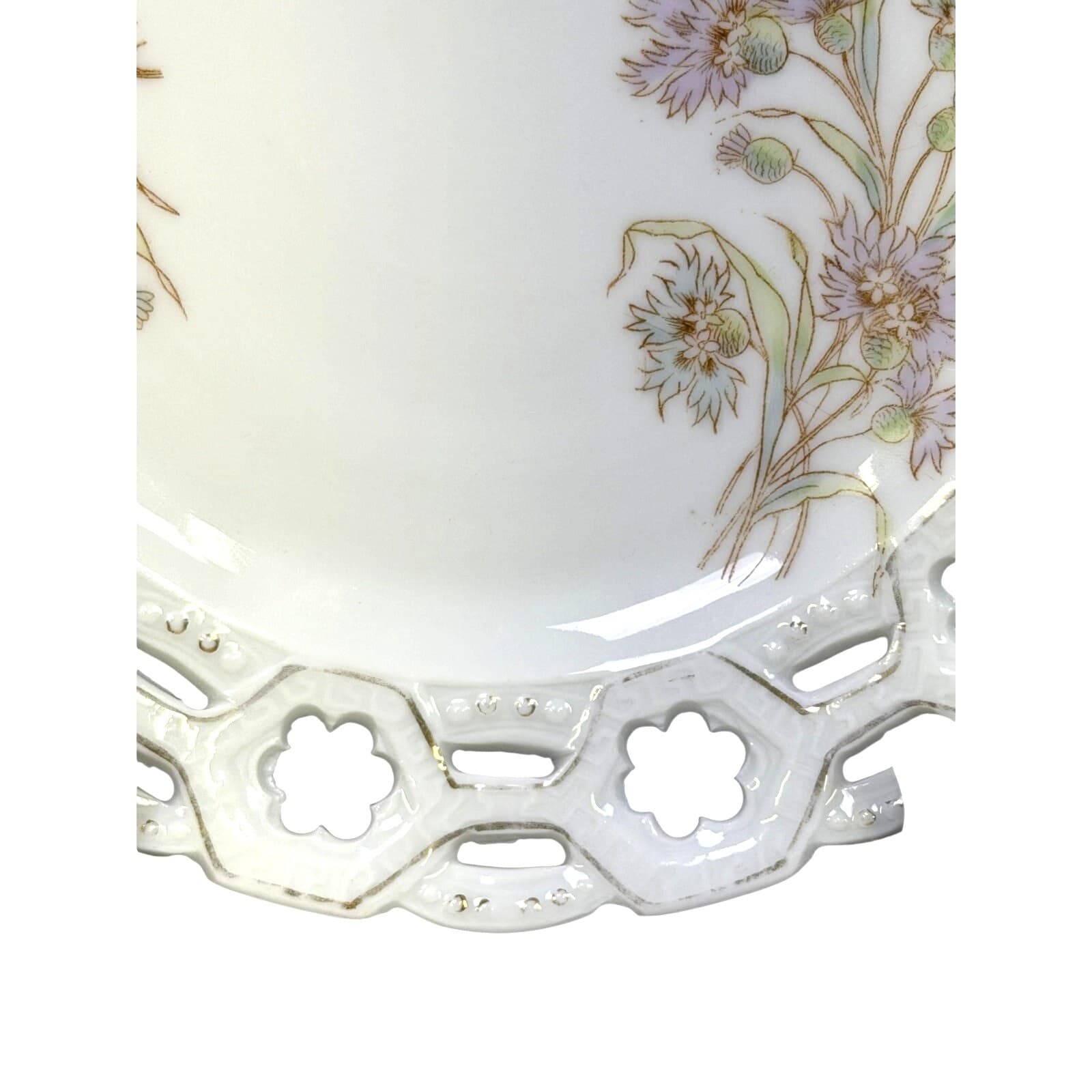 Antique 1912-1918 Merkelsgrun Austrian Hand Painted Reticulated Scalloped Edge - Thumbnail 6