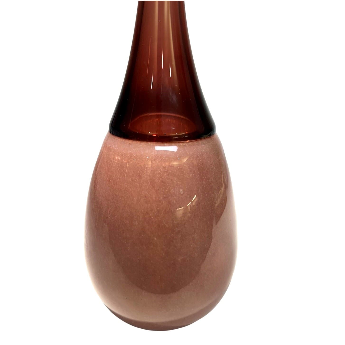Retro Hand Blown Plum Clear Frosted MCM 17.5" Statement Piece Art Vase-Rare - Thumbnail 2