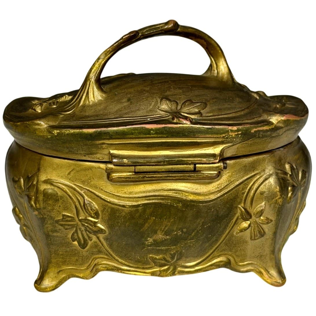 Jennings Brothers c. 1900-1915 Art Nouveau Silk Lined JB 575 Casket Jewelry Box - Thumbnail 4