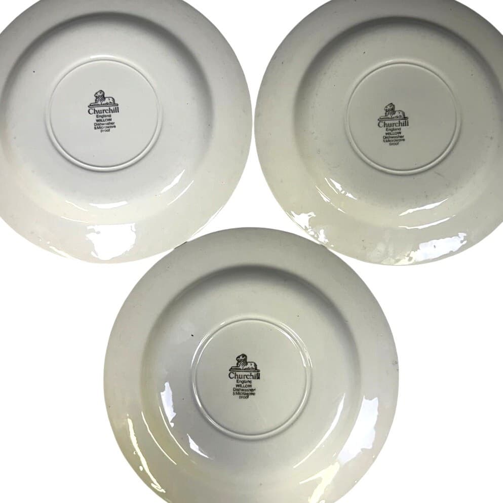 Vintage Churchill England Blue Willow Dinner Plate 10 1/4” Set of 3 - Thumbnail 4