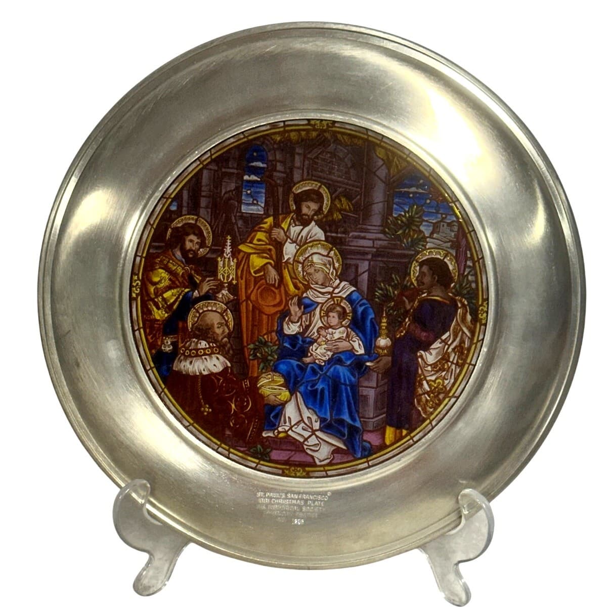 St. Paul's San Francisco 'the Magi' 1981 Stained Glass Christmas Plate #1298 - Thumbnail 6