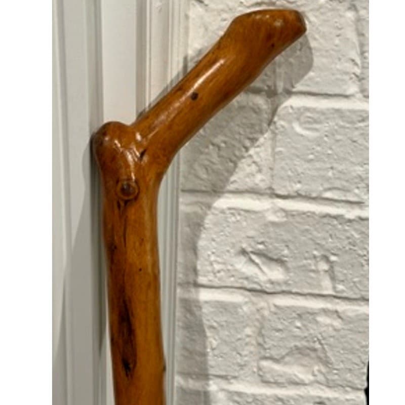 Handcrafted Natural Wood Walking Stick Cane 36" Rustic Hiking Staff Crook Handle - Thumbnail 2