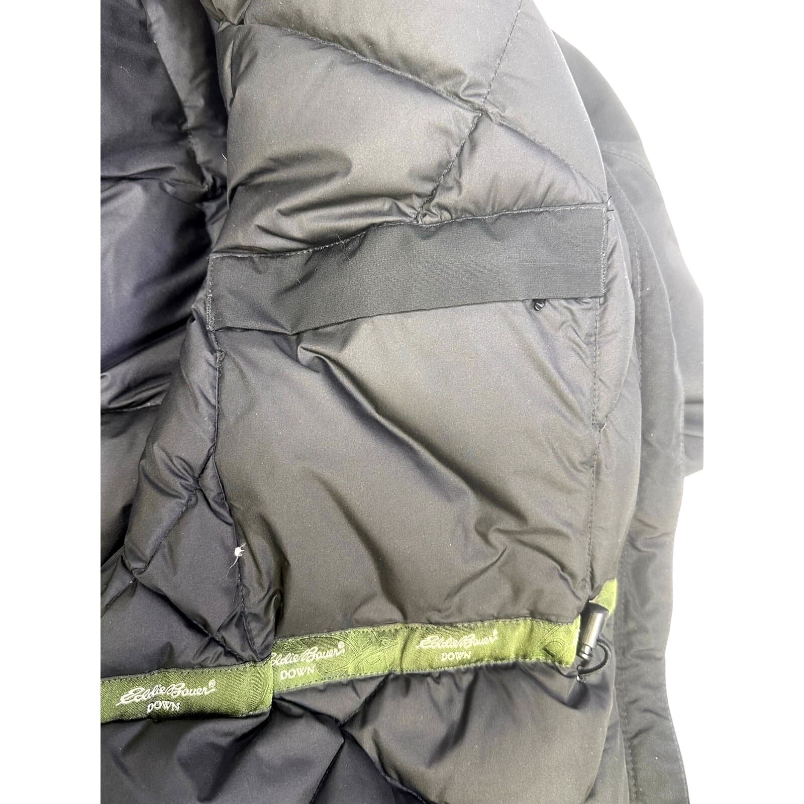 Eddie Bauer Black Quilted Goose Down Jacket Size 2X Detachable Hood-Excellent - Thumbnail 14