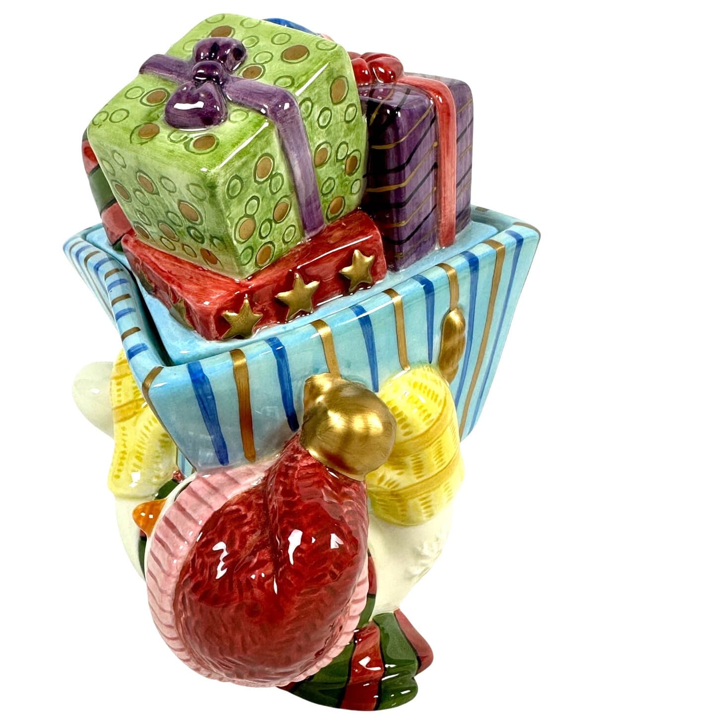 Fitz and Floyd Frosty Folks Snowman Candy Dish Sugar Bowl Trinket Dish-Excellent - Thumbnail 2