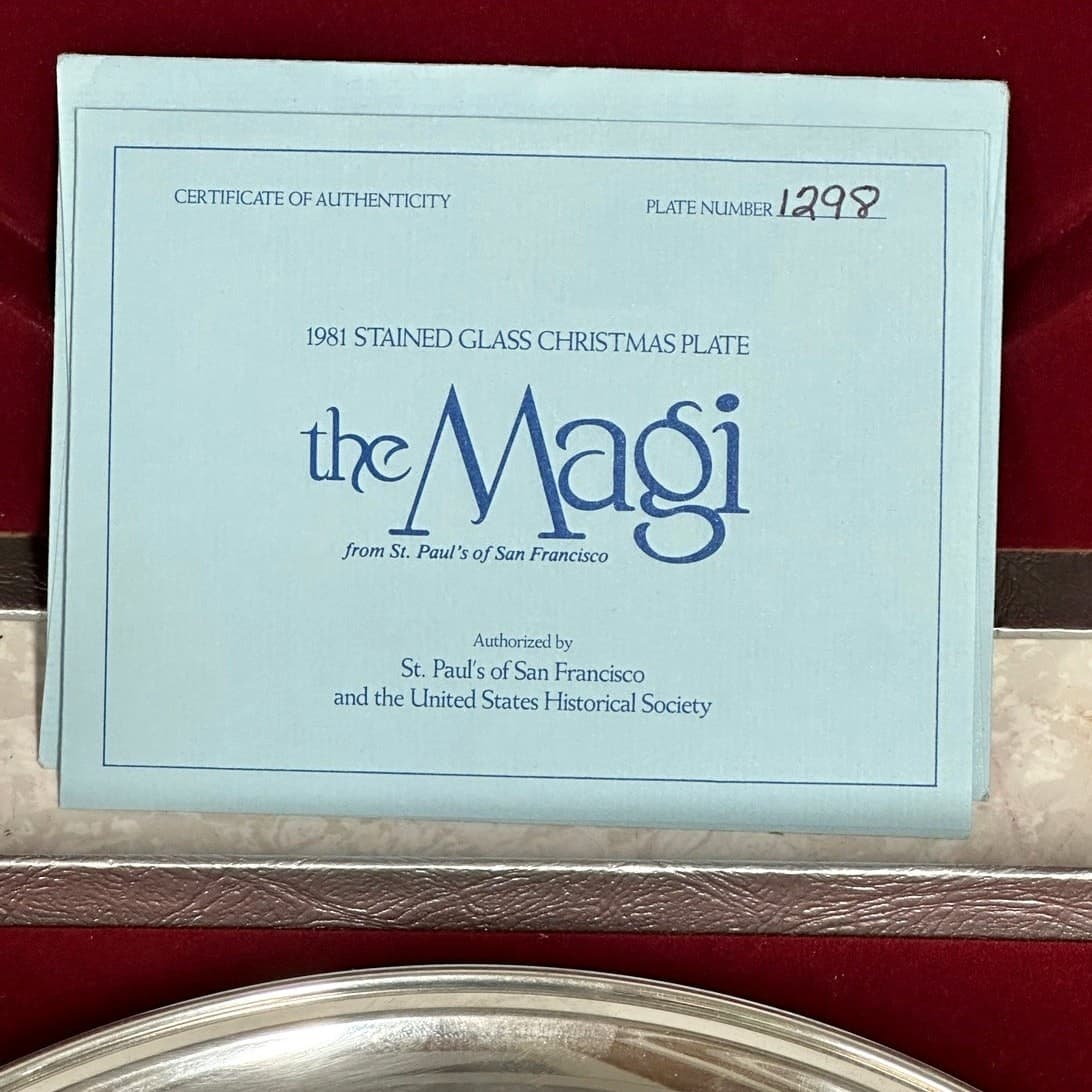 St. Paul's San Francisco 'the Magi' 1981 Stained Glass Christmas Plate #1298 - Thumbnail 3