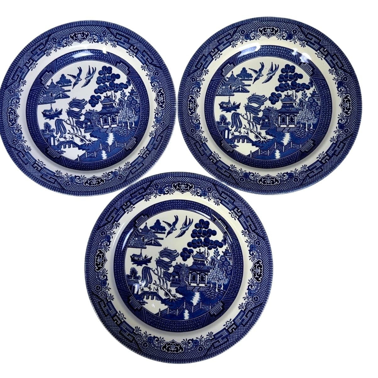Vintage Churchill England Blue Willow Dinner Plate 10 1/4” Set of 3 - Thumbnail 3