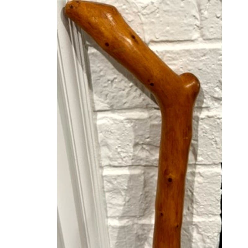 Handcrafted Natural Wood Walking Stick Cane 36" Rustic Hiking Staff Crook Handle - Thumbnail 4