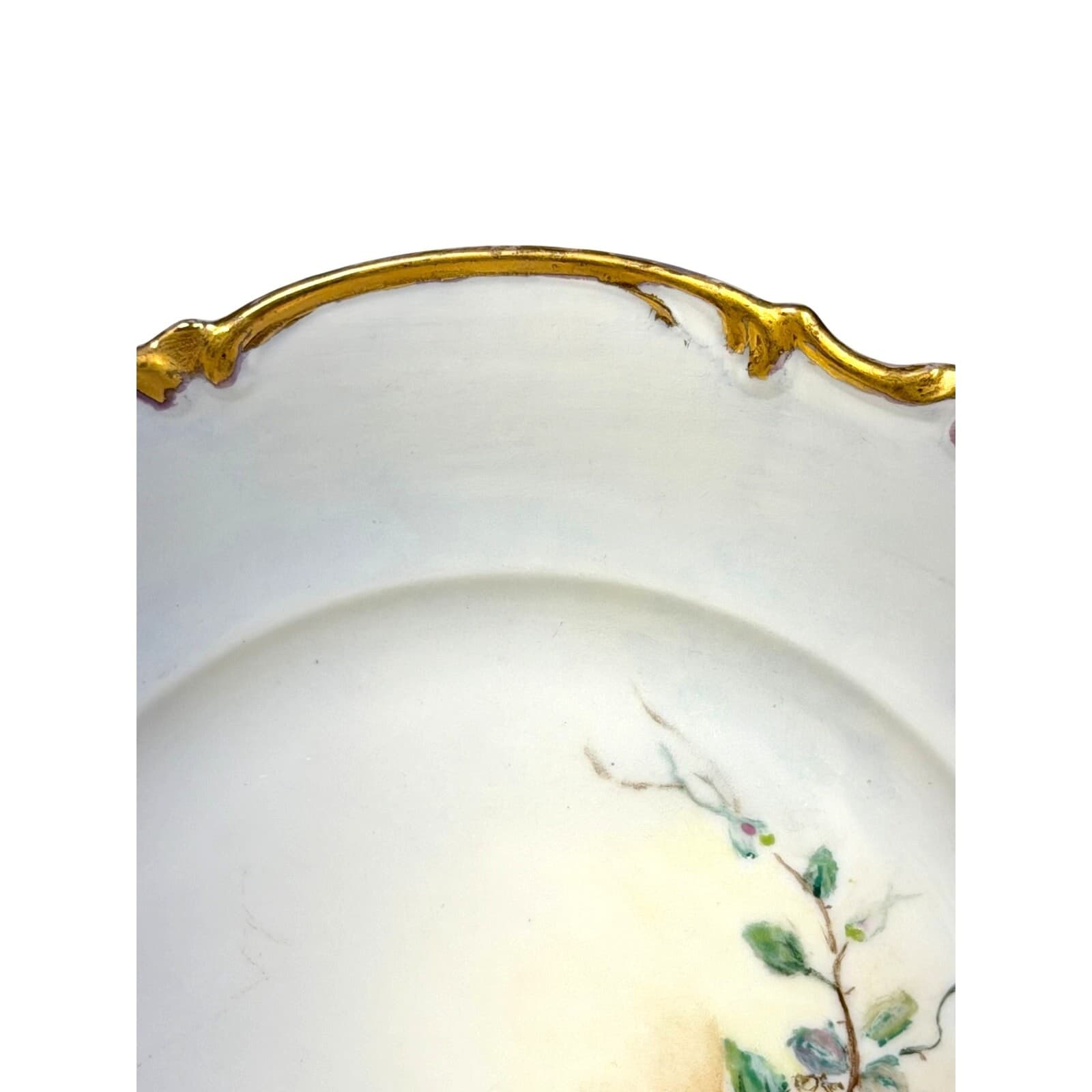 Hutschenreuther Bavaria Germany Porcelain Floral Hand Painted Plate Gold Accents - Thumbnail 7