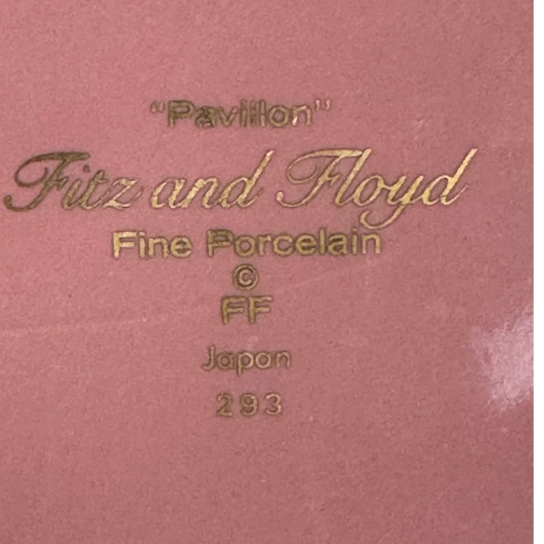 Fitz & Floyd Rare Pavillion Peach Coral Retired 1987-1988 1 Mug and 4 Saucers - Thumbnail 5