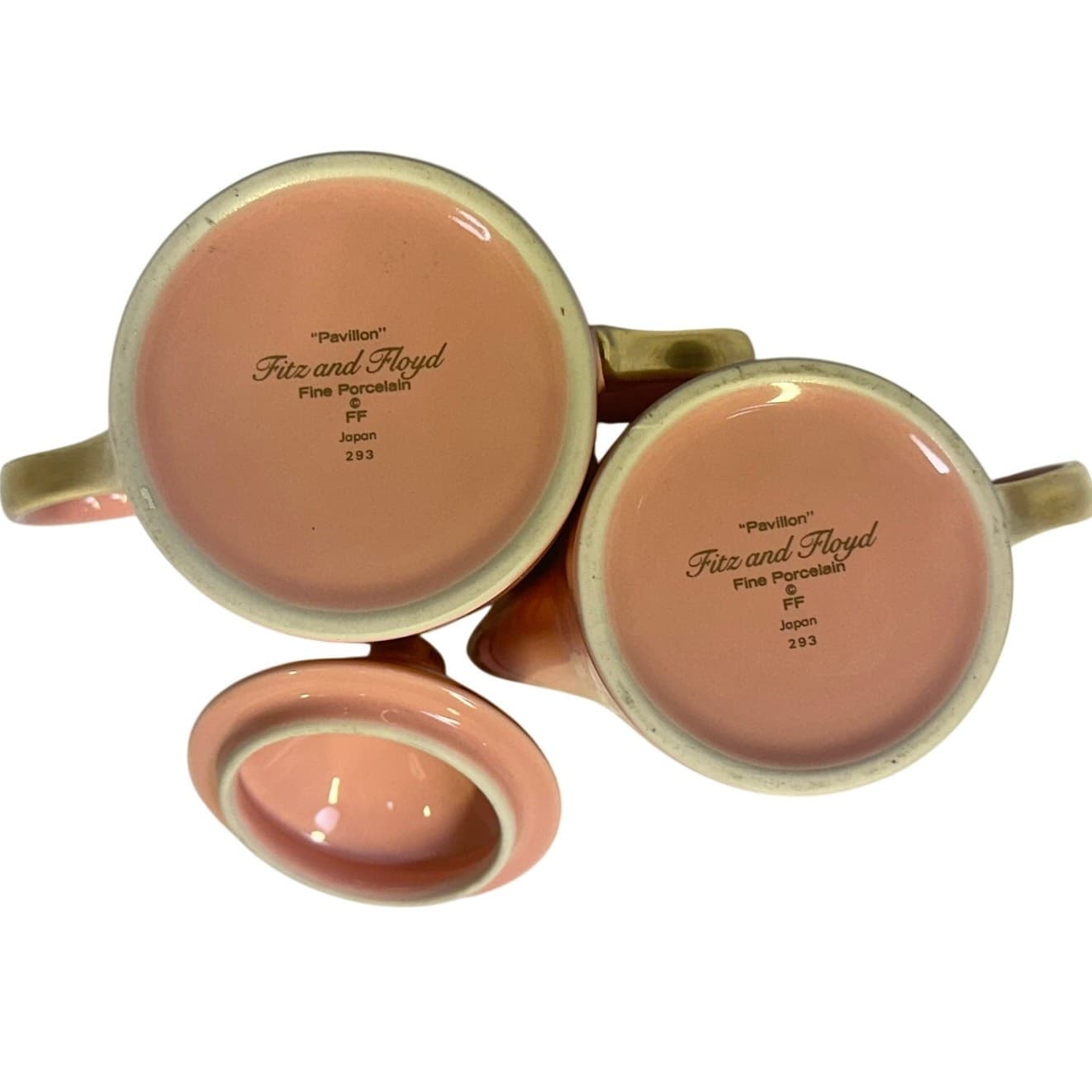 Fitz & Floyd Rare Pavillion Peach Coral Retired 1987-1988 Creamer/Sugar Bowl/Lid - Thumbnail 7
