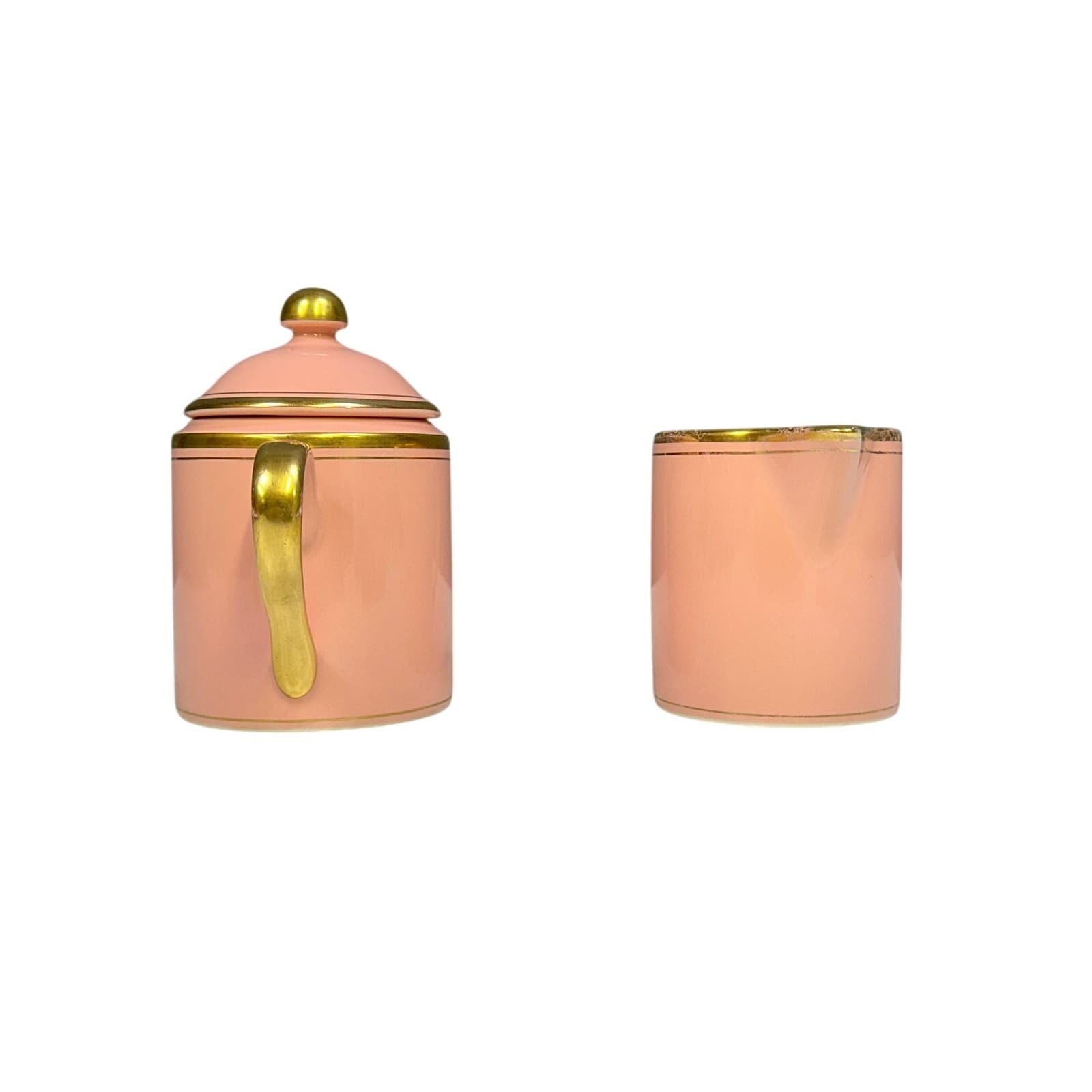 Fitz & Floyd Rare Pavillion Peach Coral Retired 1987-1988 Creamer/Sugar Bowl/Lid - Thumbnail 4