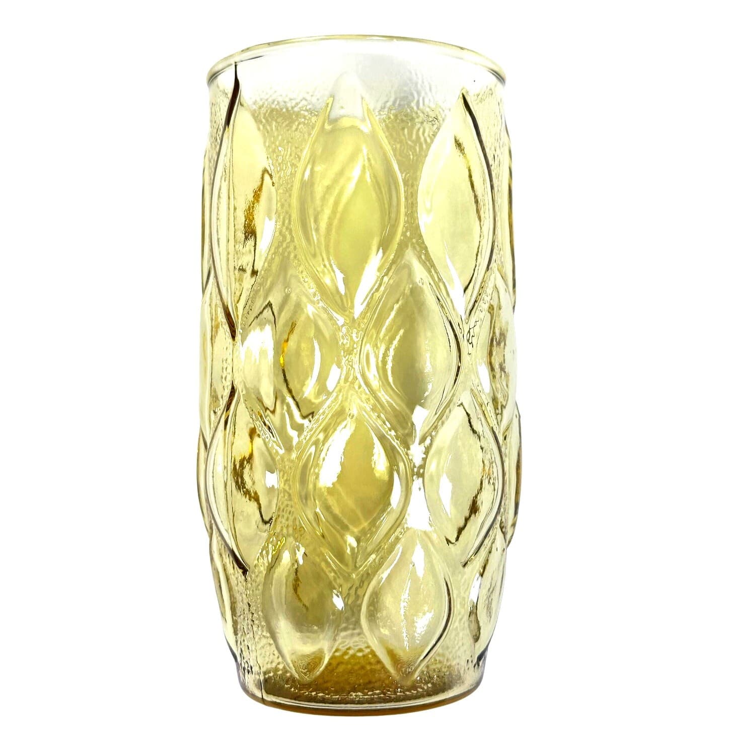 Anchor Hocking MCM Madrid Quilted Amber Yellow Gold Glass Tumblers-Set of 7 - Thumbnail 3