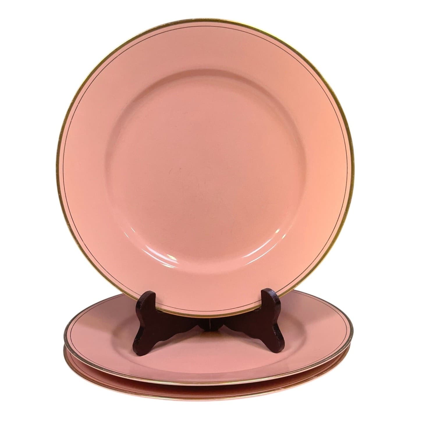 Fitz & Floyd Rare Pavillion Peach Coral Retired 1987-1988 Dinner Plates-Set of 3
