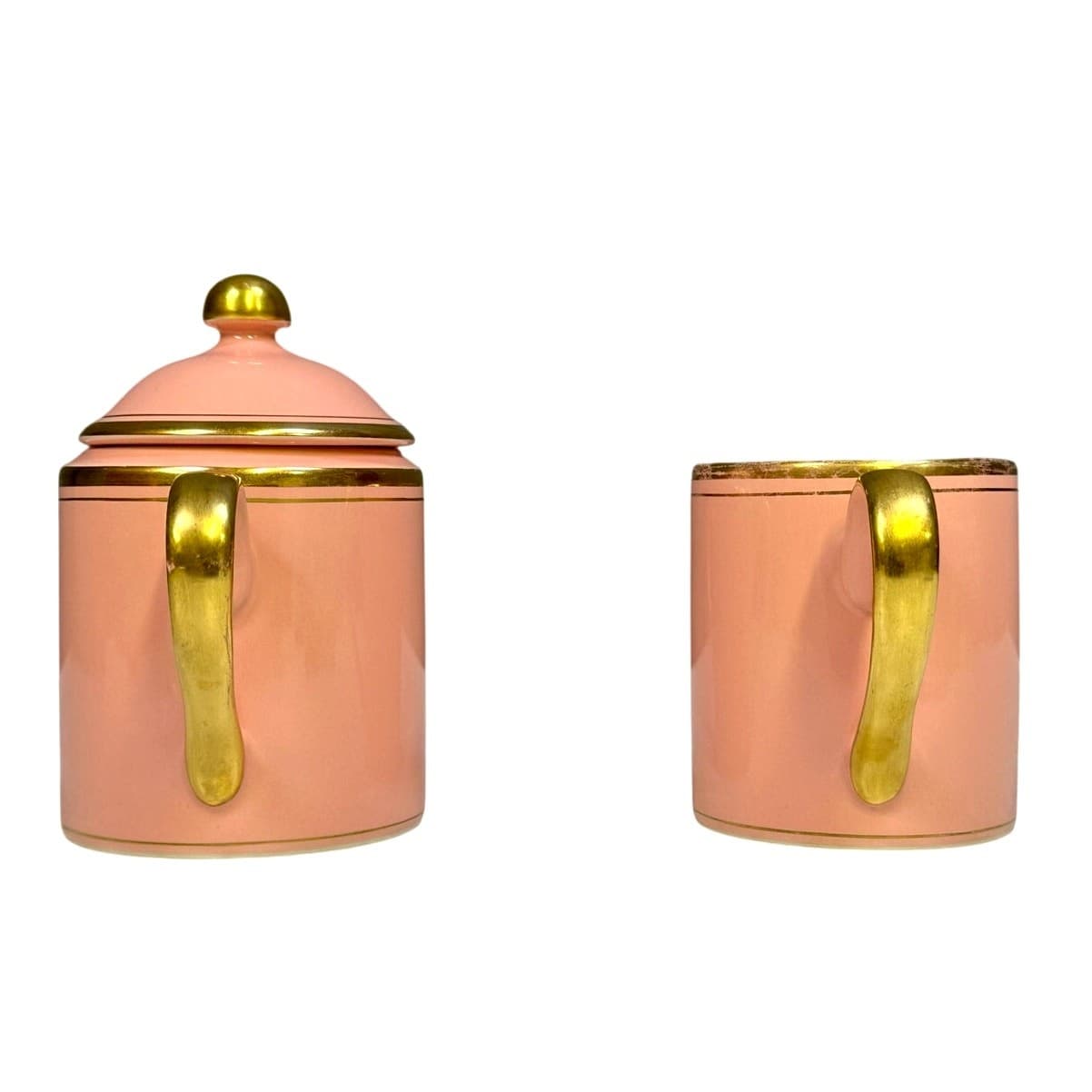 Fitz & Floyd Rare Pavillion Peach Coral Retired 1987-1988 Creamer/Sugar Bowl/Lid - Thumbnail 2