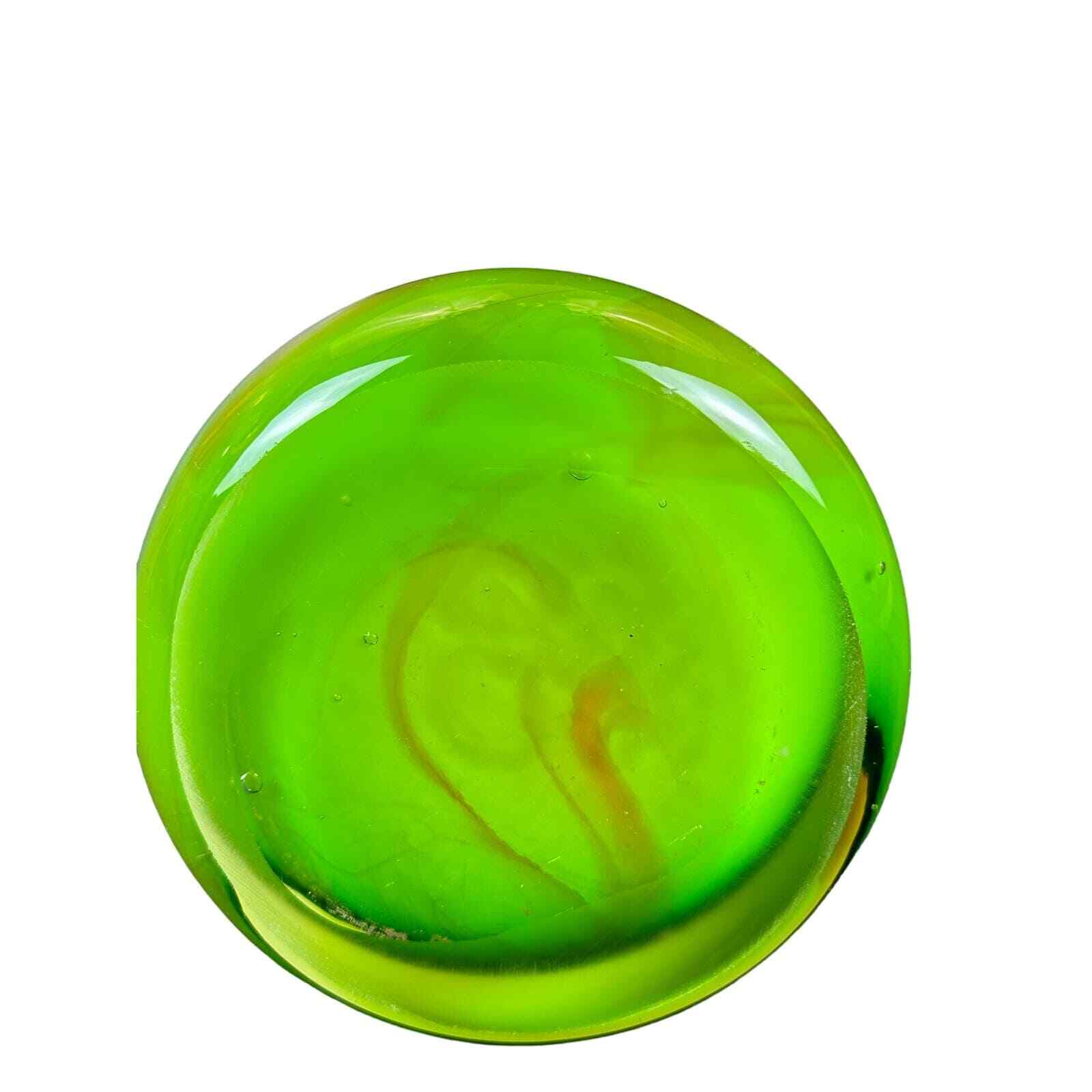 Tulip Glass Vase-Stunning Green White Orange Design 15.5" Vintage Hand blown - Thumbnail 8