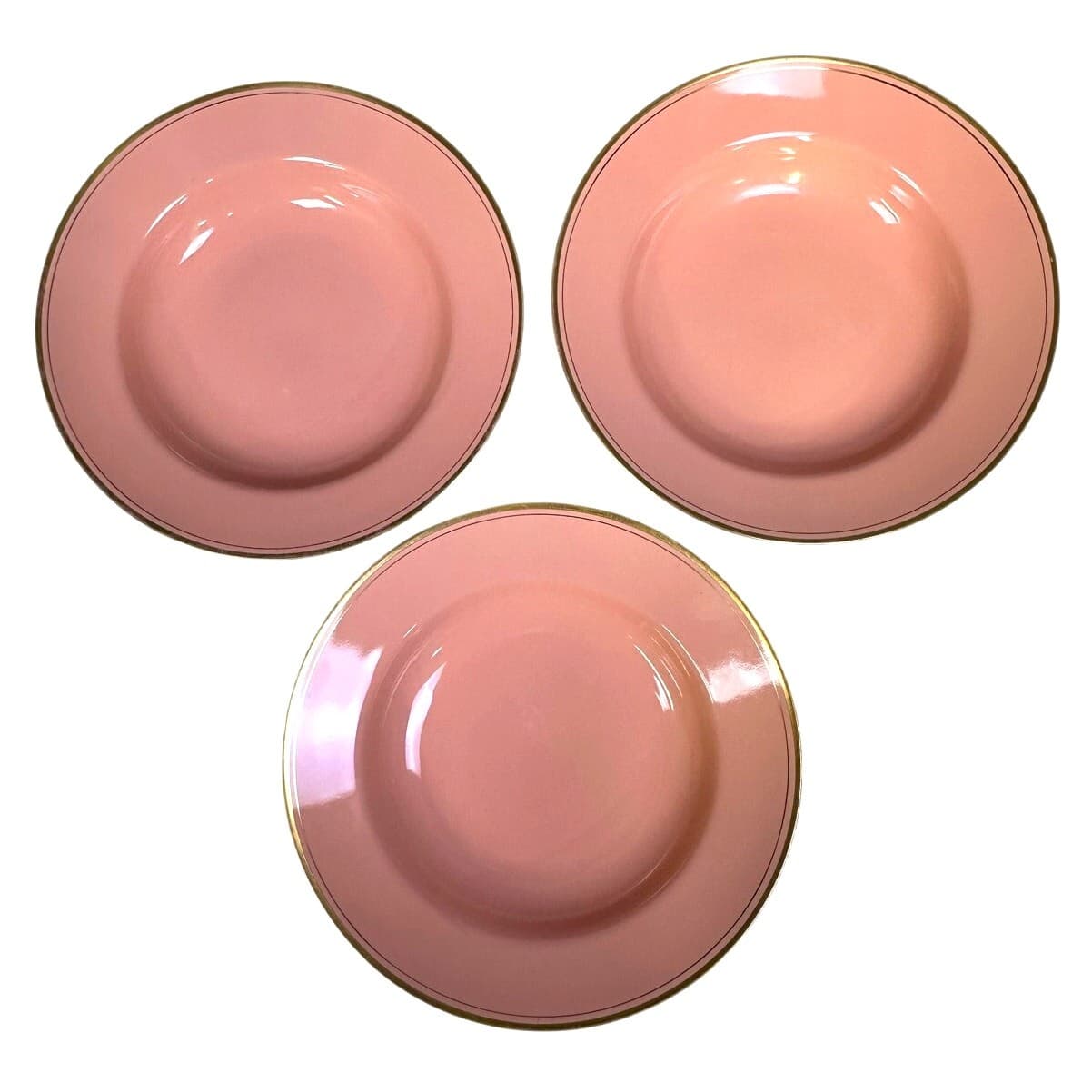 Fitz & Floyd Rare Pavillion Peach Coral Retired 1987-88 Wide Rim Soup Bowl-Set 3 - Thumbnail 2