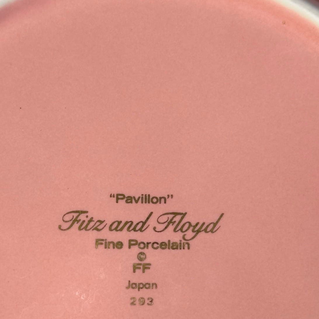 Fitz & Floyd Rare Pavillion Peach Coral Retired 1987-88 Wide Rim Soup Bowl-Set 3 - Thumbnail 4