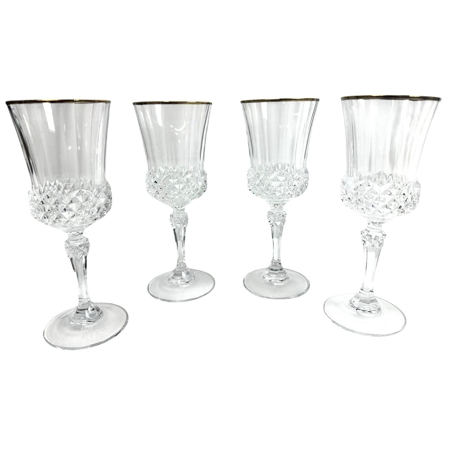 Cristal D'Arques Durand Valencay Gold Rim Lead Crystal 7" Wine Glasses-Set of 4 - Thumbnail 6