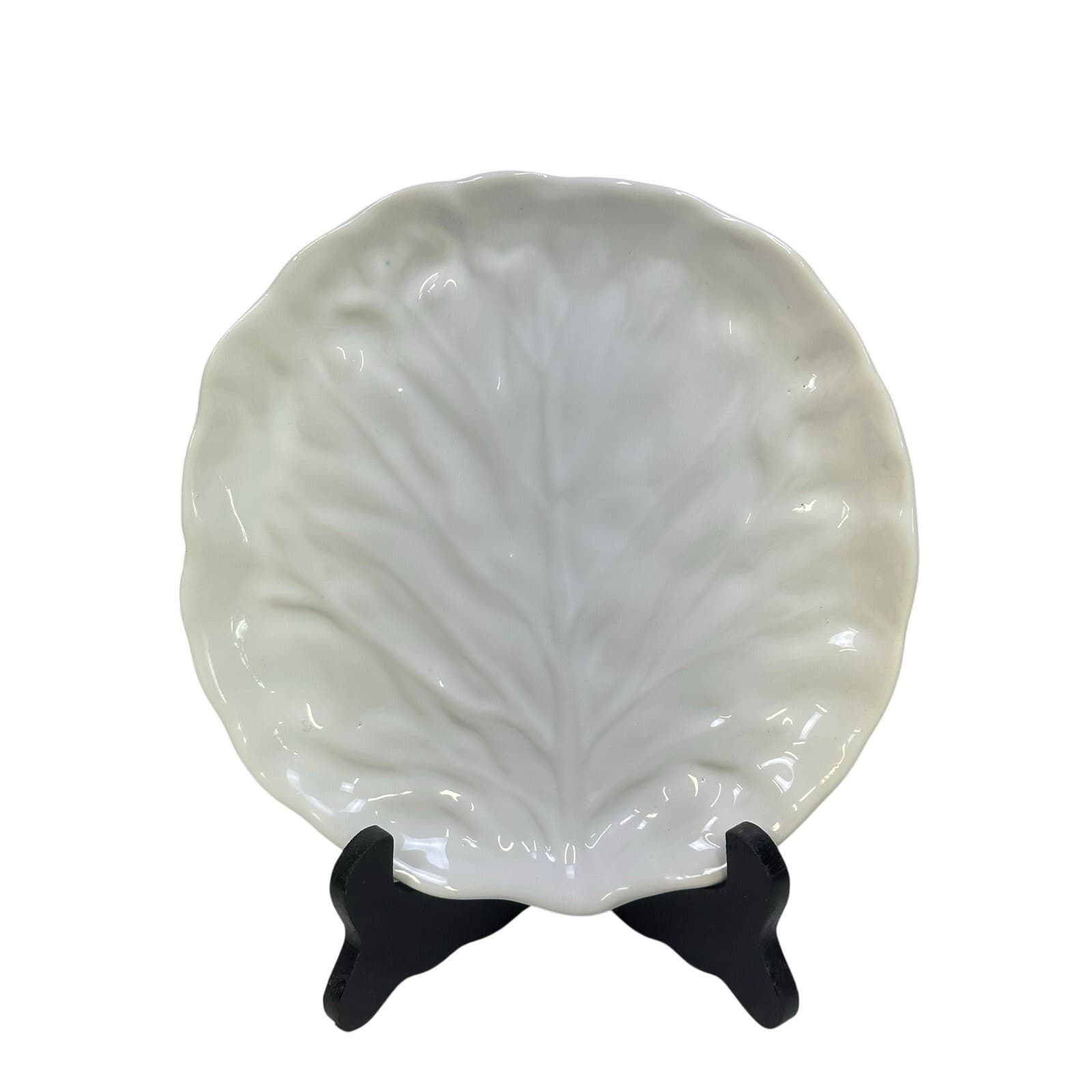 Majolica Portugal White Cabbage 1 Dinner Plate and 2 Salad Plates-Excellent - Thumbnail 4