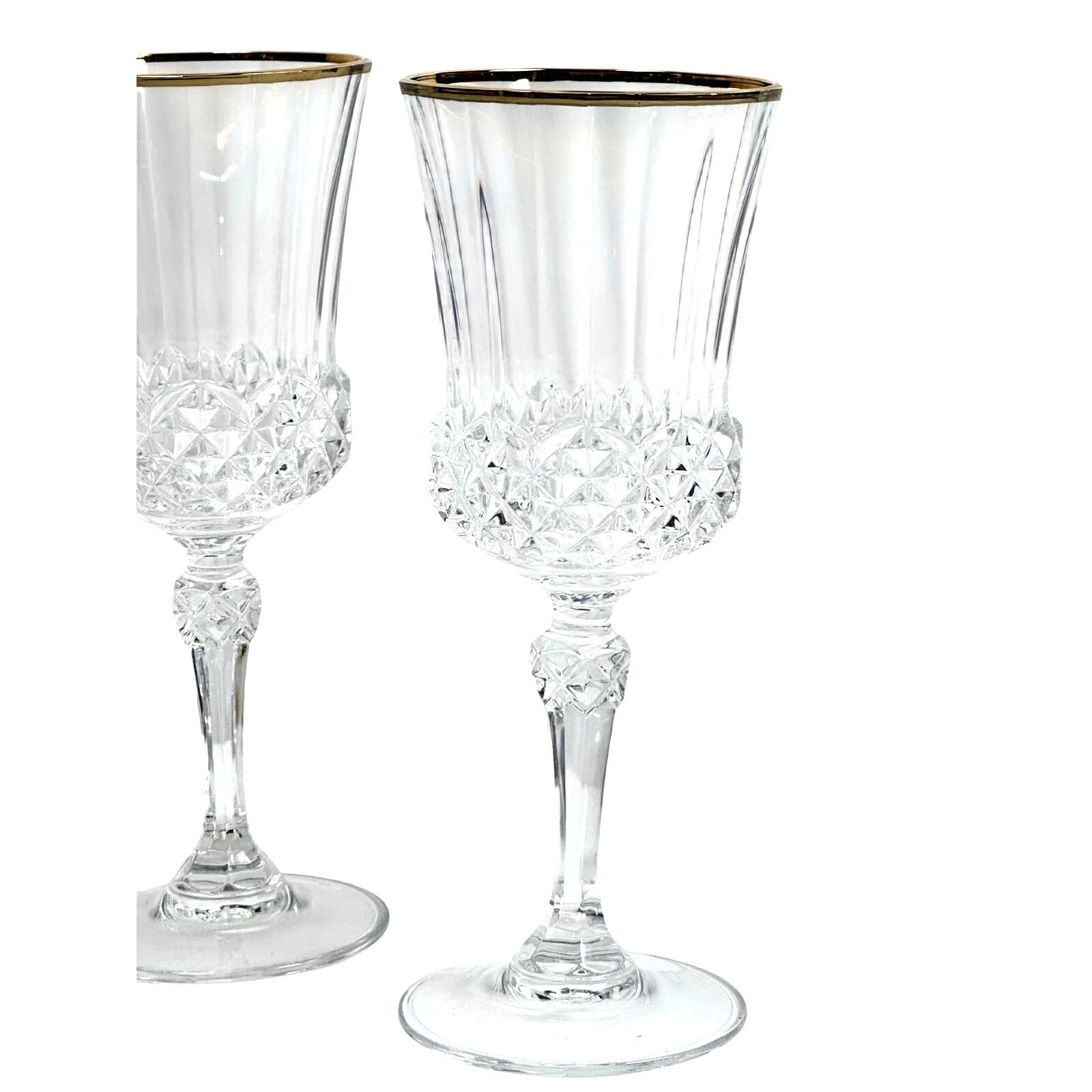 Cristal D'Arques Durand Valencay Gold Rim Lead Crystal 7" Wine Glasses-Set of 4 - Thumbnail 2