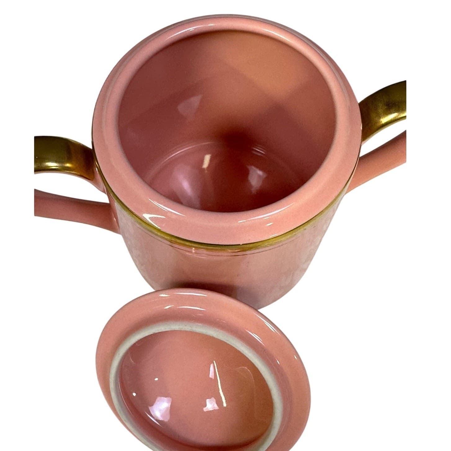 Fitz & Floyd Rare Pavillion Peach Coral Retired 1987-1988 Creamer/Sugar Bowl/Lid - Thumbnail 6