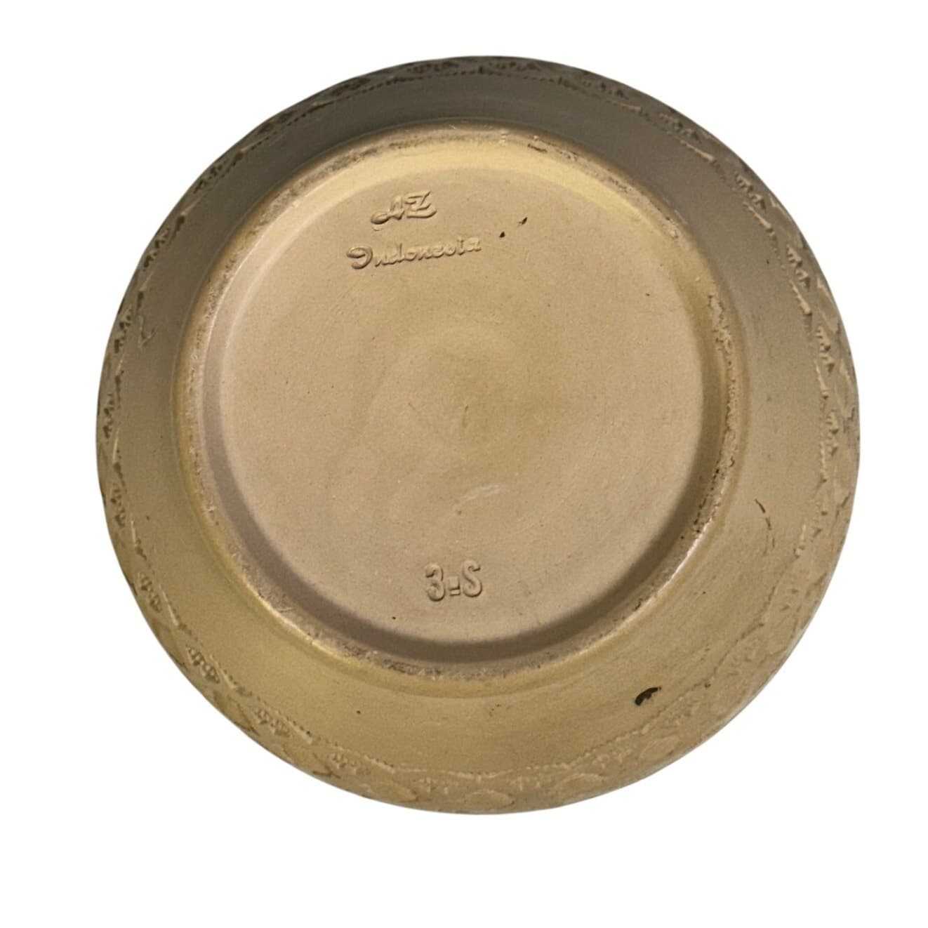 Indonesian Pottery Vintage Textured Round 4.75" Vase Signed AZ Indonesia - Thumbnail 4
