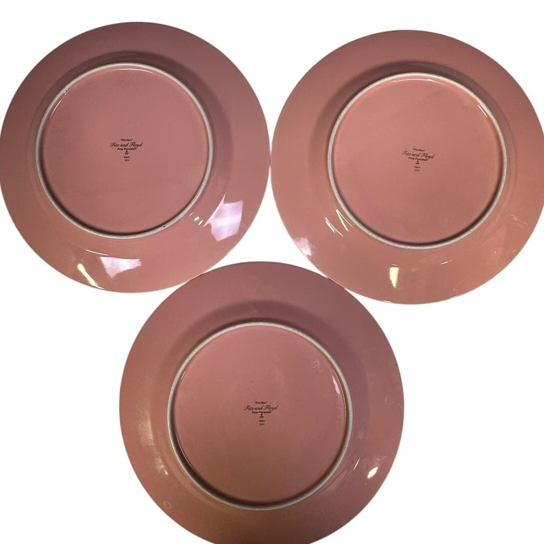 Fitz & Floyd Rare Pavillion Peach Coral Retired 1987-1988 Dinner Plates-Set of 3 - Thumbnail 4