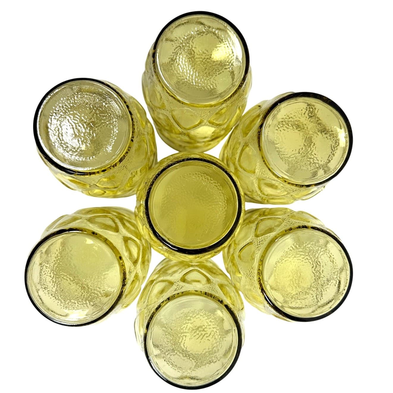 Anchor Hocking MCM Madrid Quilted Amber Yellow Gold Glass Tumblers-Set of 7 - Thumbnail 4