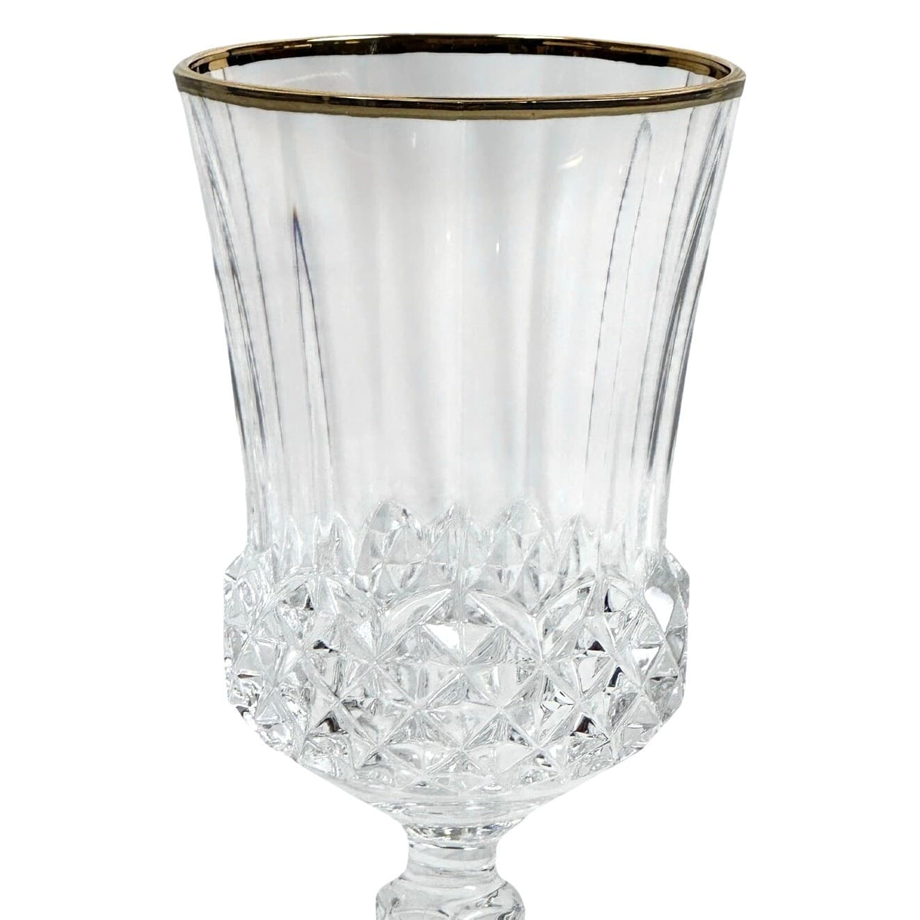 Cristal D'Arques Durand Valencay Gold Rim Lead Crystal 7" Wine Glasses-Set of 4 - Thumbnail 3