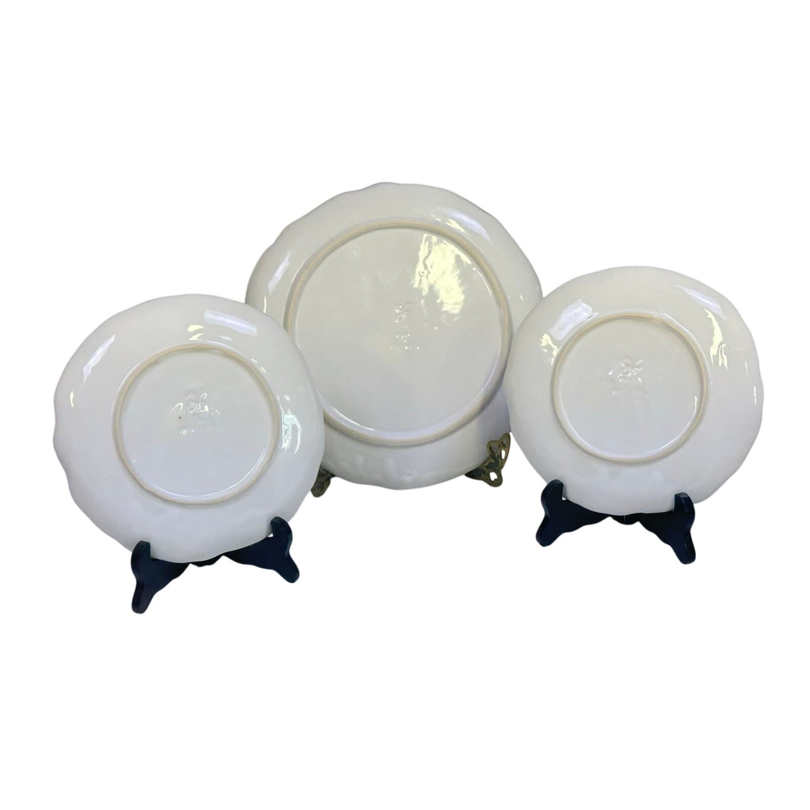 Majolica Portugal White Cabbage 1 Dinner Plate and 2 Salad Plates-Excellent - Thumbnail 5