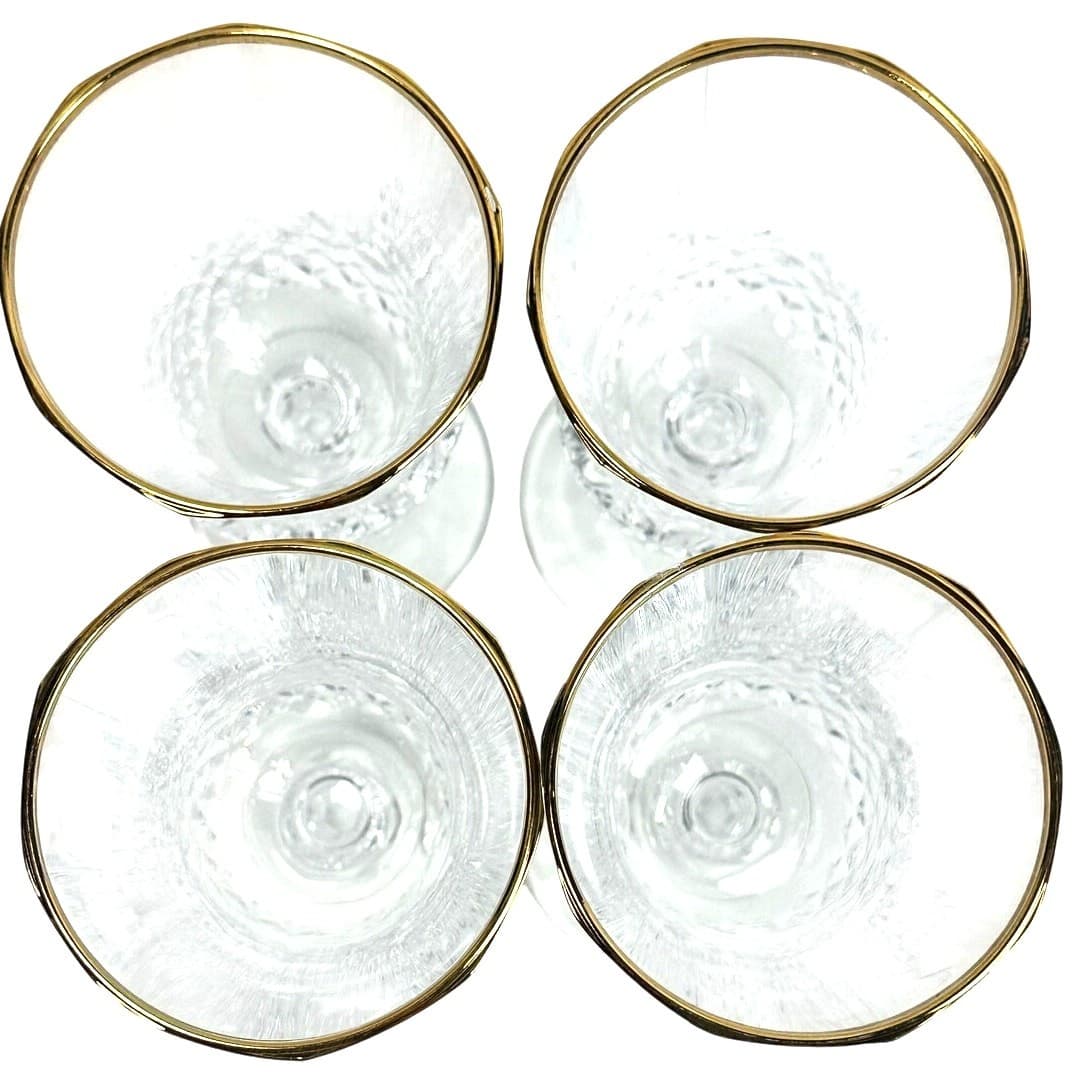 Cristal D'Arques Durand Valencay Gold Rim Lead Crystal 7" Wine Glasses-Set of 4 - Thumbnail 5