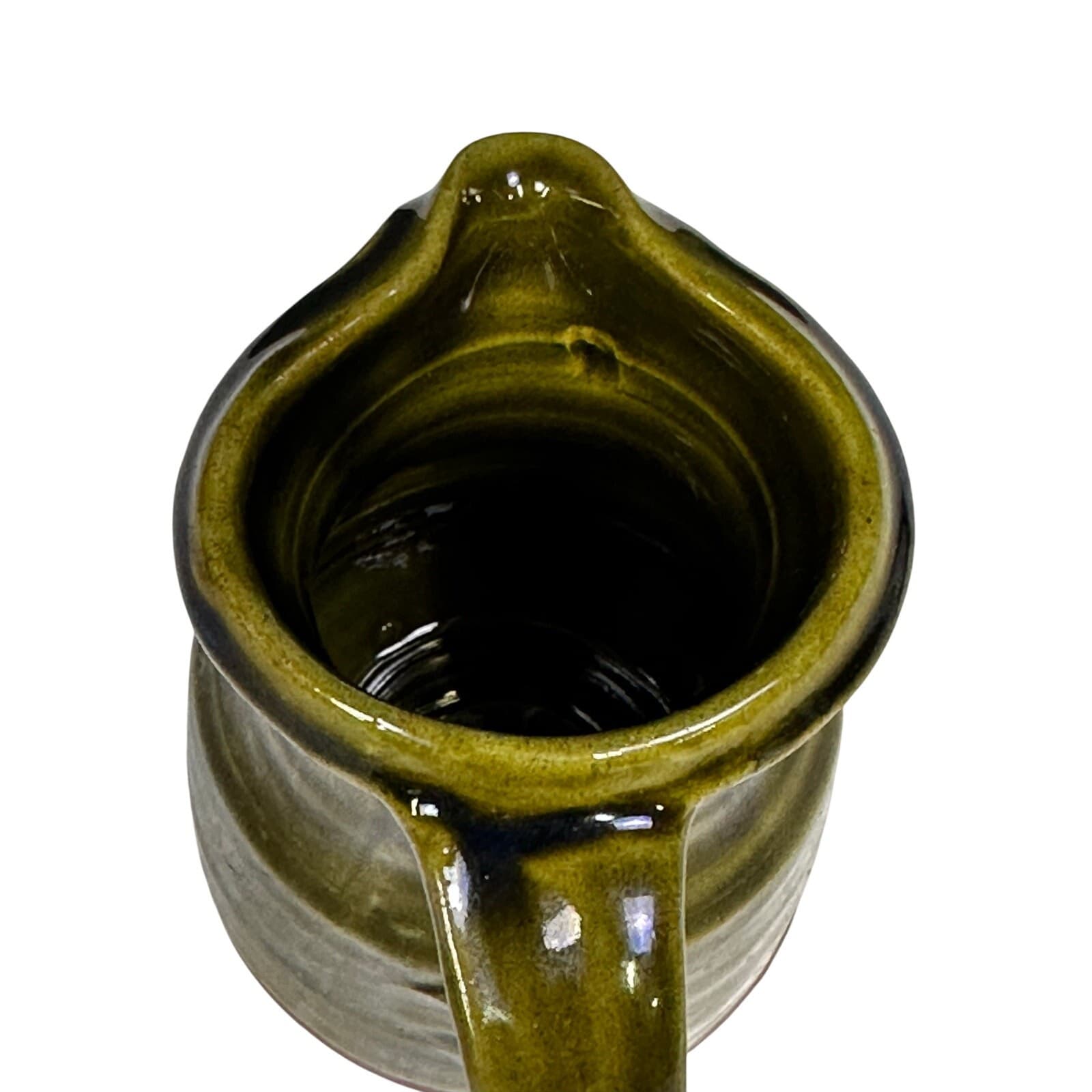 Bunratty Ireland Pottery Olive Green Glazed 4" Cream Pitcher-Excellent - Thumbnail 5