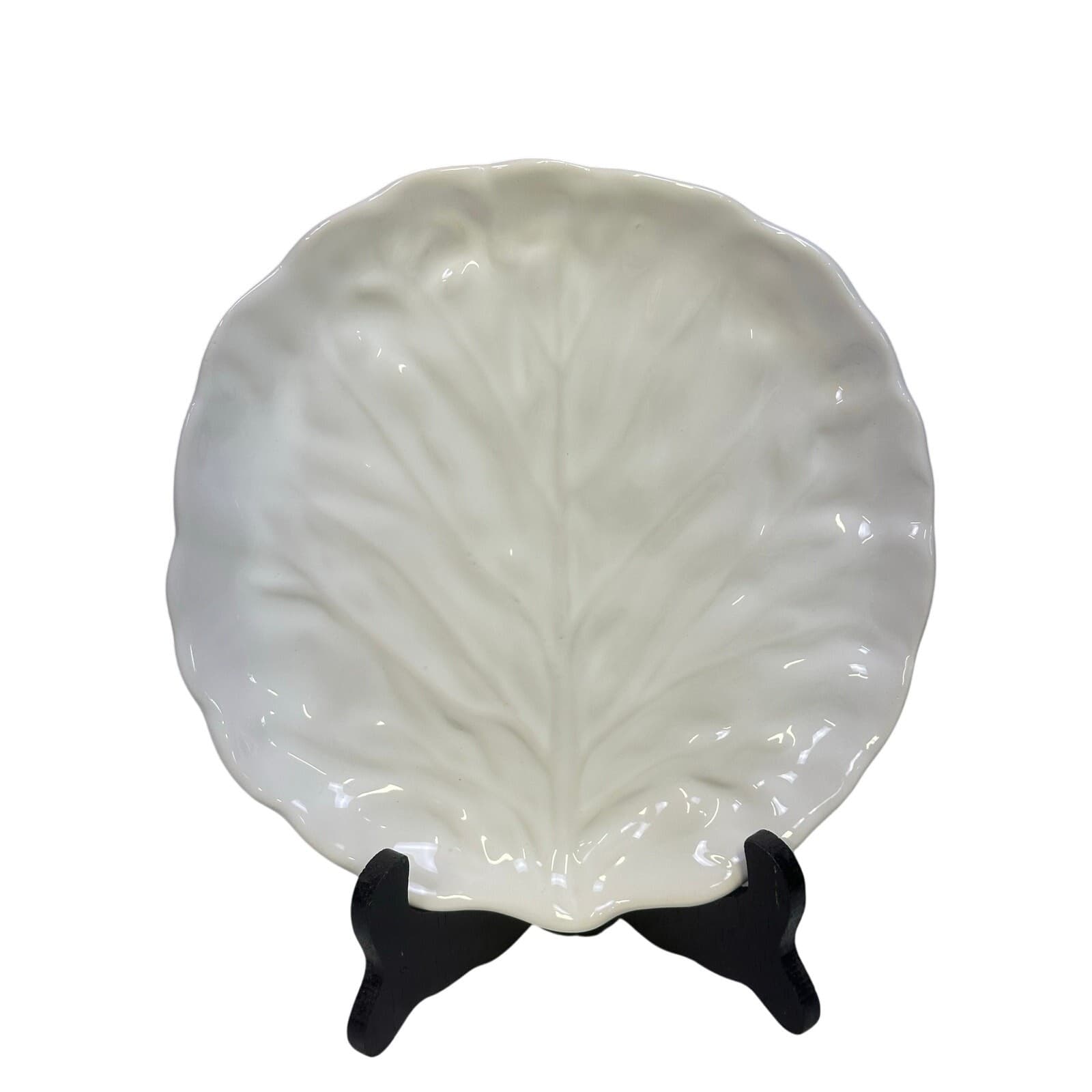 Majolica Portugal White Cabbage 1 Dinner Plate and 2 Salad Plates-Excellent - Thumbnail 3