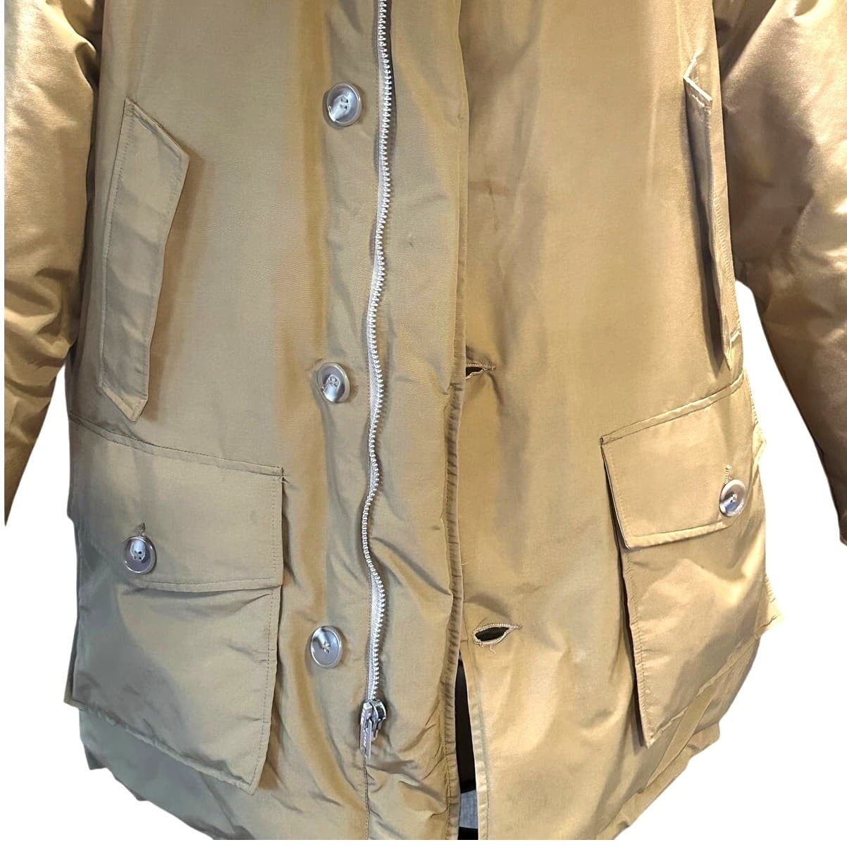 Woolrich Arctic Goose Down Filled Parka Coyote Fur Tan Men's Size L-Excellent - Thumbnail 11