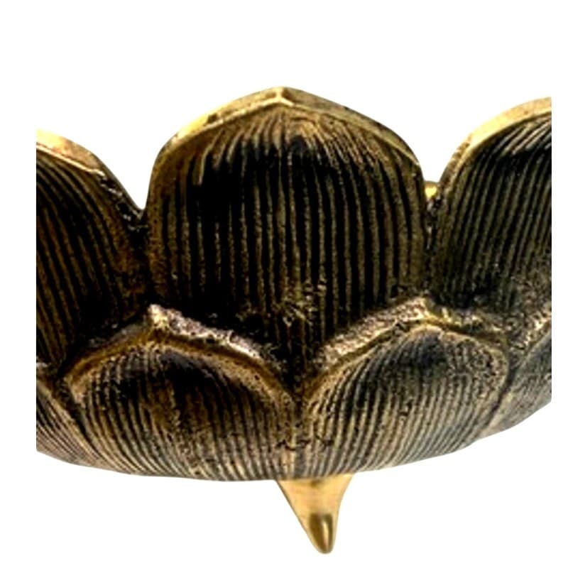 Brass Lotus Flower Vintage Bowl Footed Centerpiece Asian Hollywood Regency 10" - Thumbnail 4