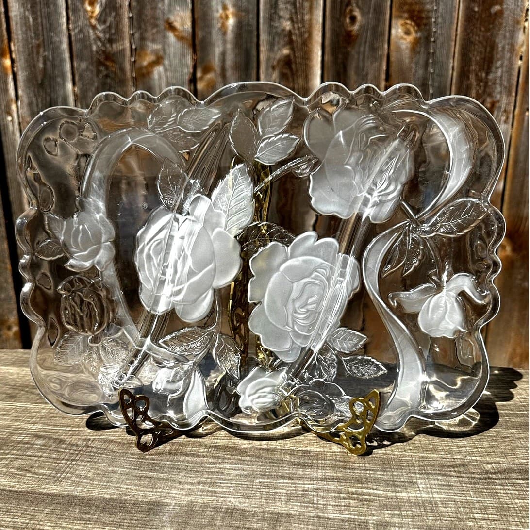 Studio Nova/Mikasa Retired 1999 Winter Rose Divided Frosted Embossed Platter - Thumbnail 4