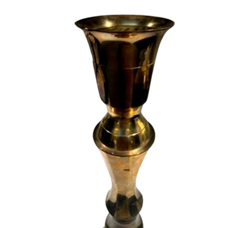 Vintage Solid Brass Candlestick Holder 17.5" Tall Large Heavy Faceted Decor - Thumbnail 7