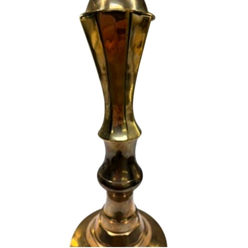 Vintage Solid Brass Candlestick Holder 17.5" Tall Large Heavy Faceted Decor - Thumbnail 3
