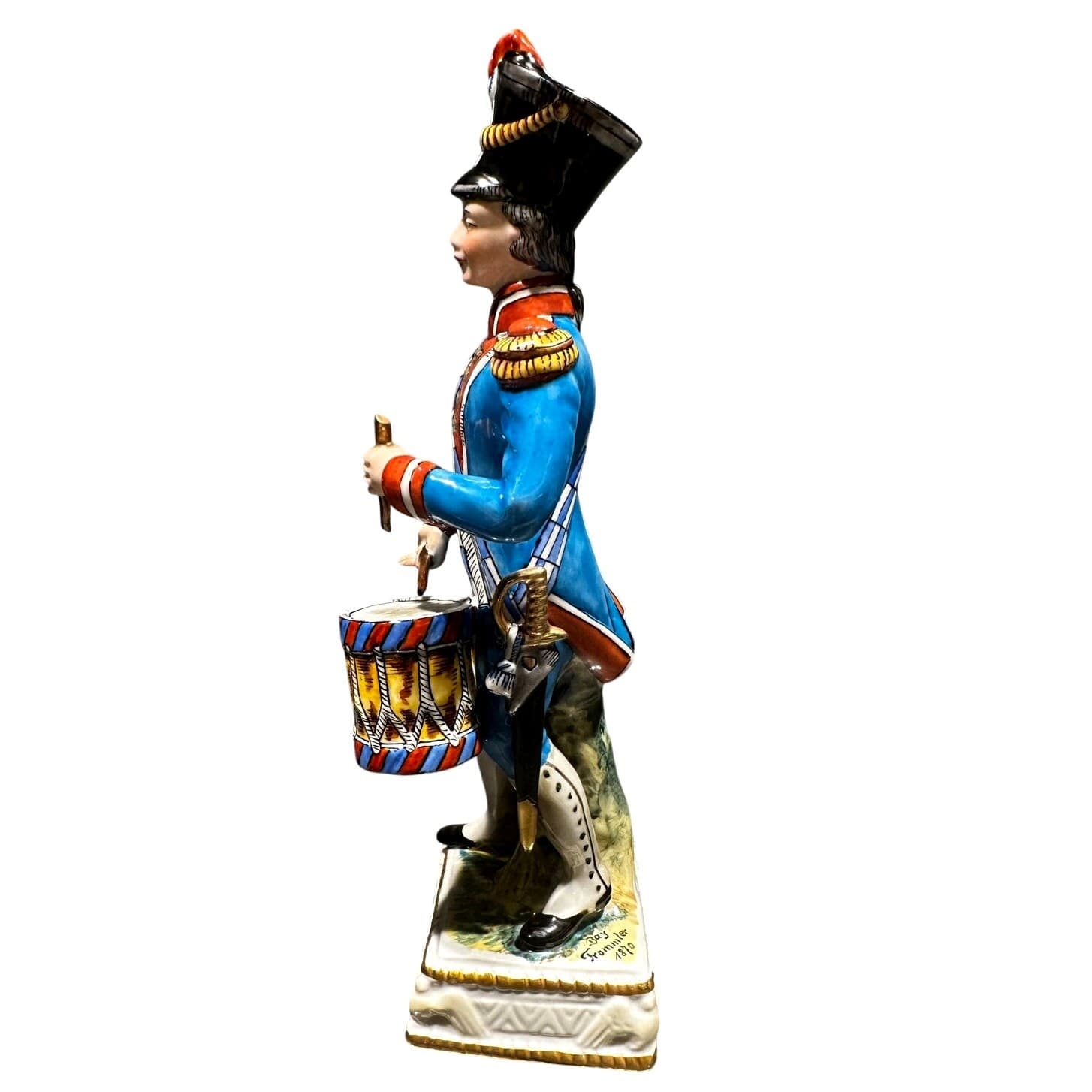 Naples Capodimonte 1804 Porcelain 9" Hand Painted French War Drummer Figurine - Thumbnail 7