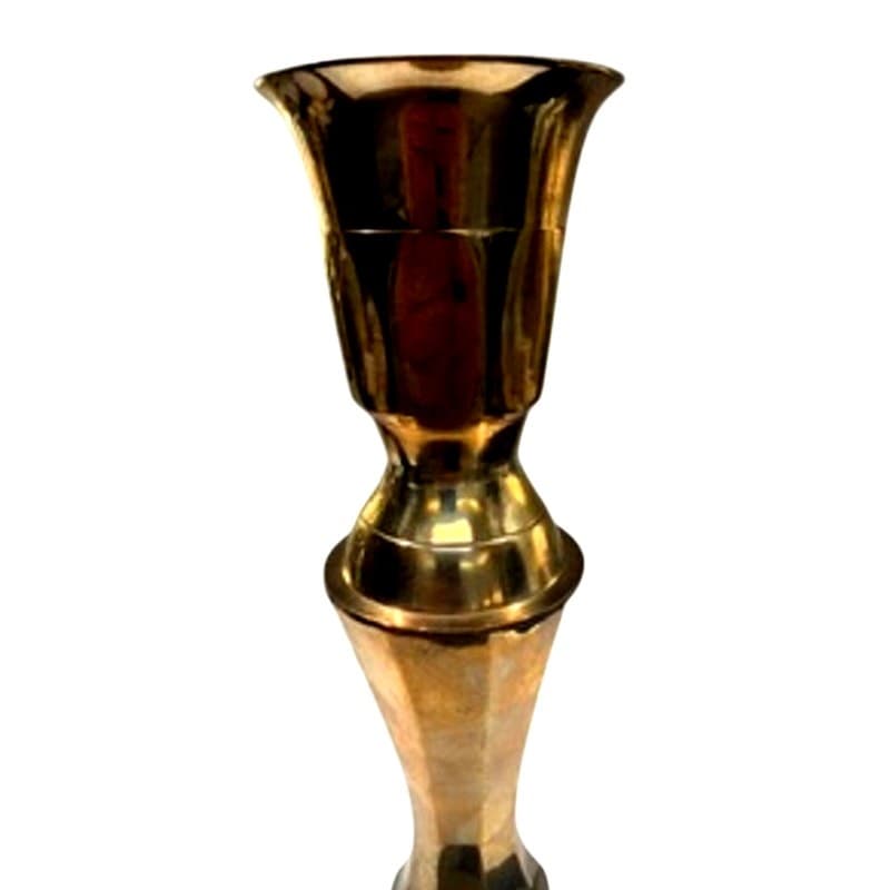 Vintage Solid Brass Candlestick Holder 17.5" Tall Large Heavy Faceted Decor - Thumbnail 5