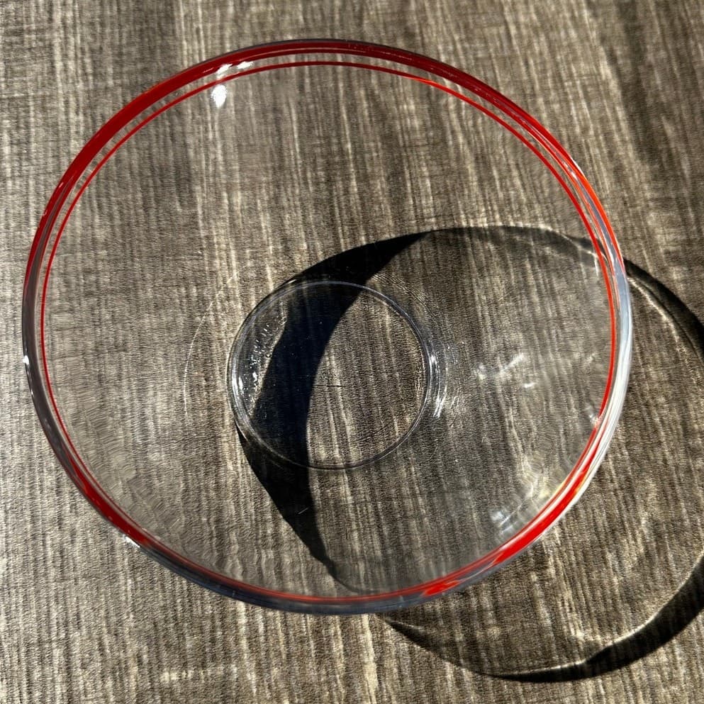 Arcoroc France Mid-Century Retro Clear 5" Round Twin Red Band Bowl(s)-Excellent - Thumbnail 4