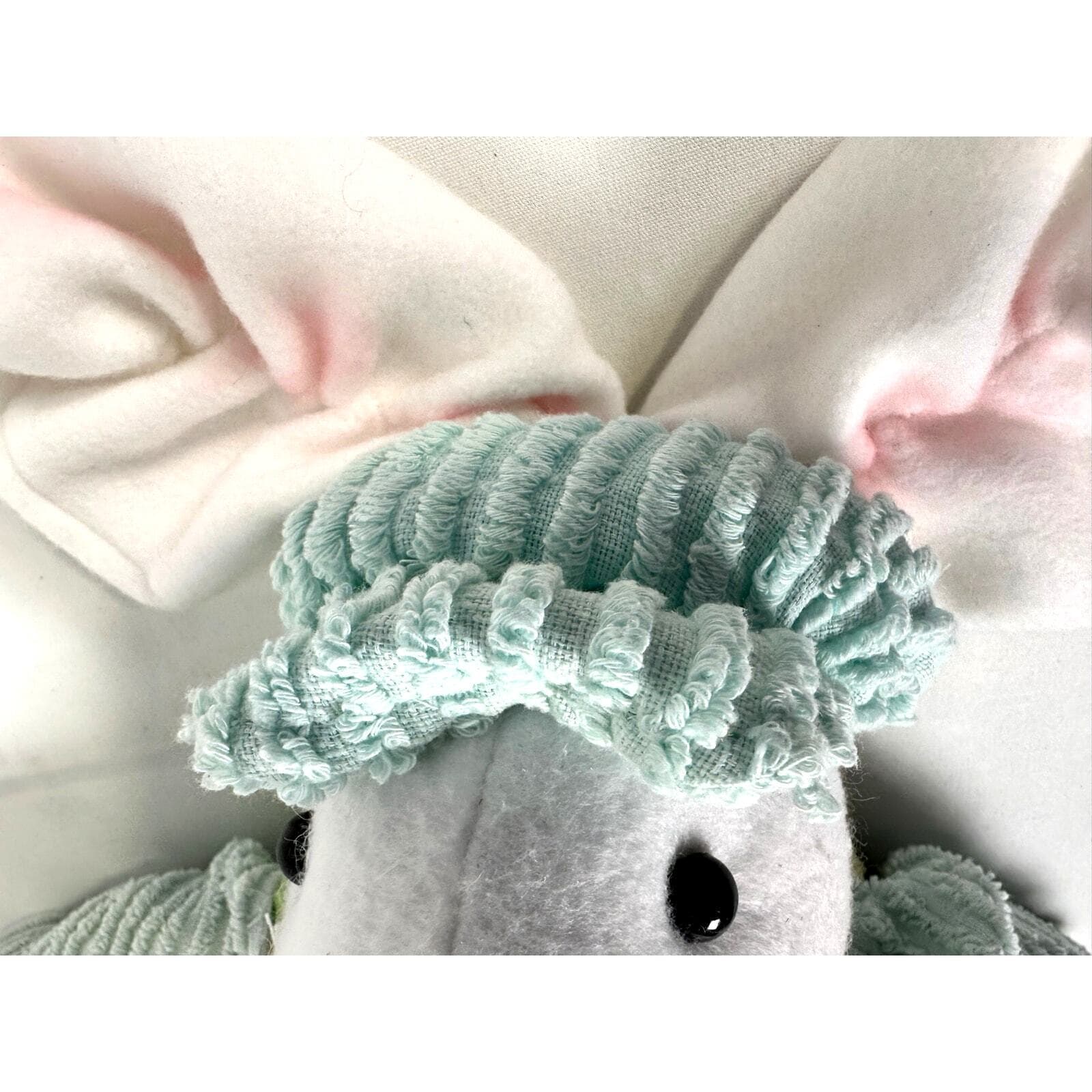 Chenille Stuffed Handmade Vintage Bunny in Multi-Pastel Sweater & Cap-Adorable! - Thumbnail 7