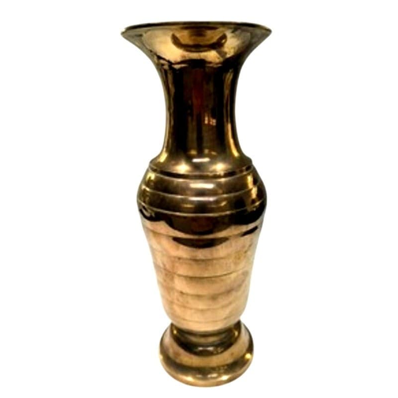 Vintage Solid Brass Ewer Pitcher Vase 12.5" Tall Made in India Decorative - Thumbnail 5