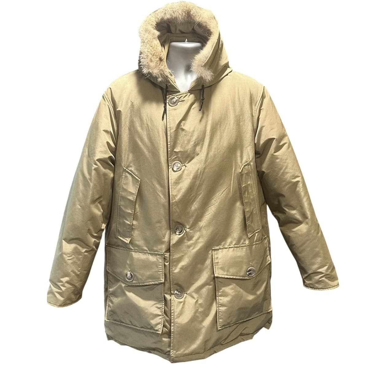 Woolrich Arctic Goose Down Filled Parka Coyote Fur Tan Men's Size L-Excellent
