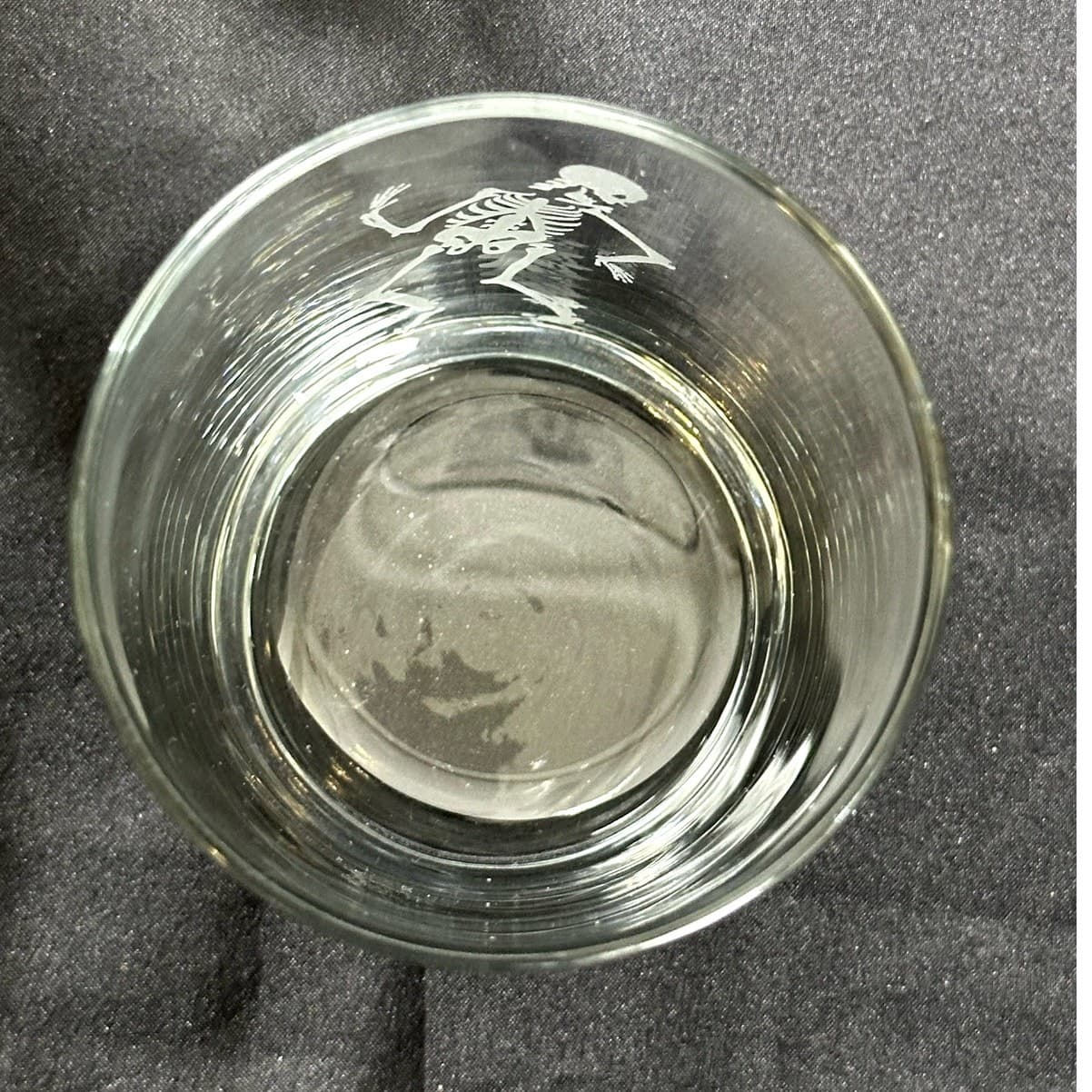 Skeleton Eched Double Old-Fashioned Glass Halloween Excellent Condition - Thumbnail 4